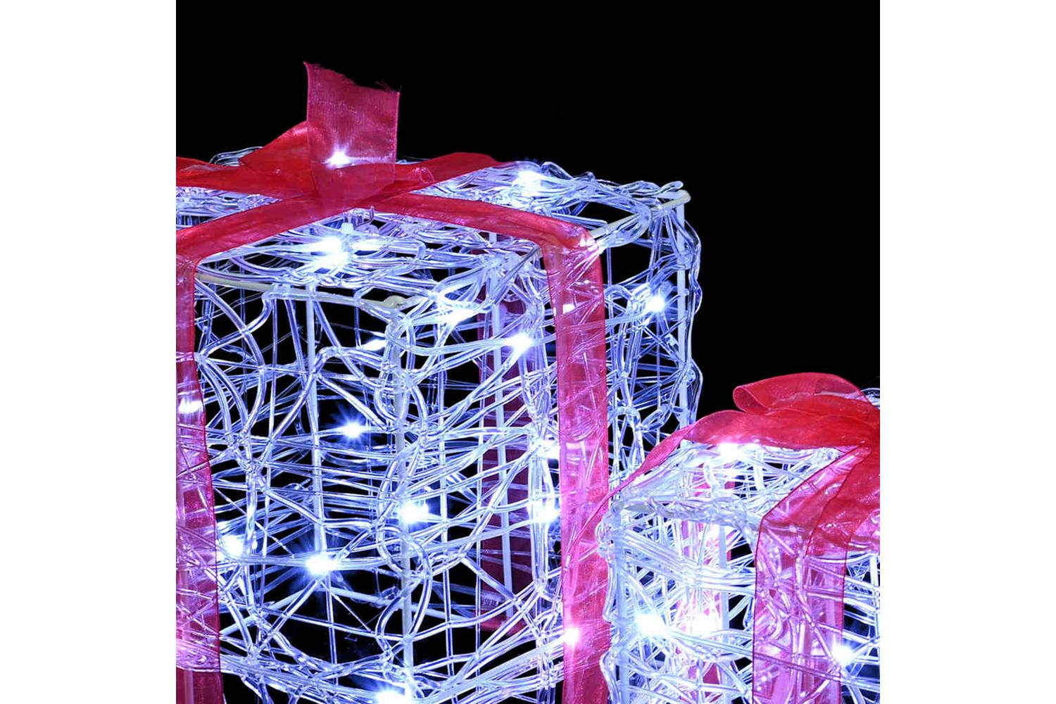 Vidaxl Gift Box With 60 Leds 3 Pcs Cold White 20 X 20 X 20 Cm Acrylic-5