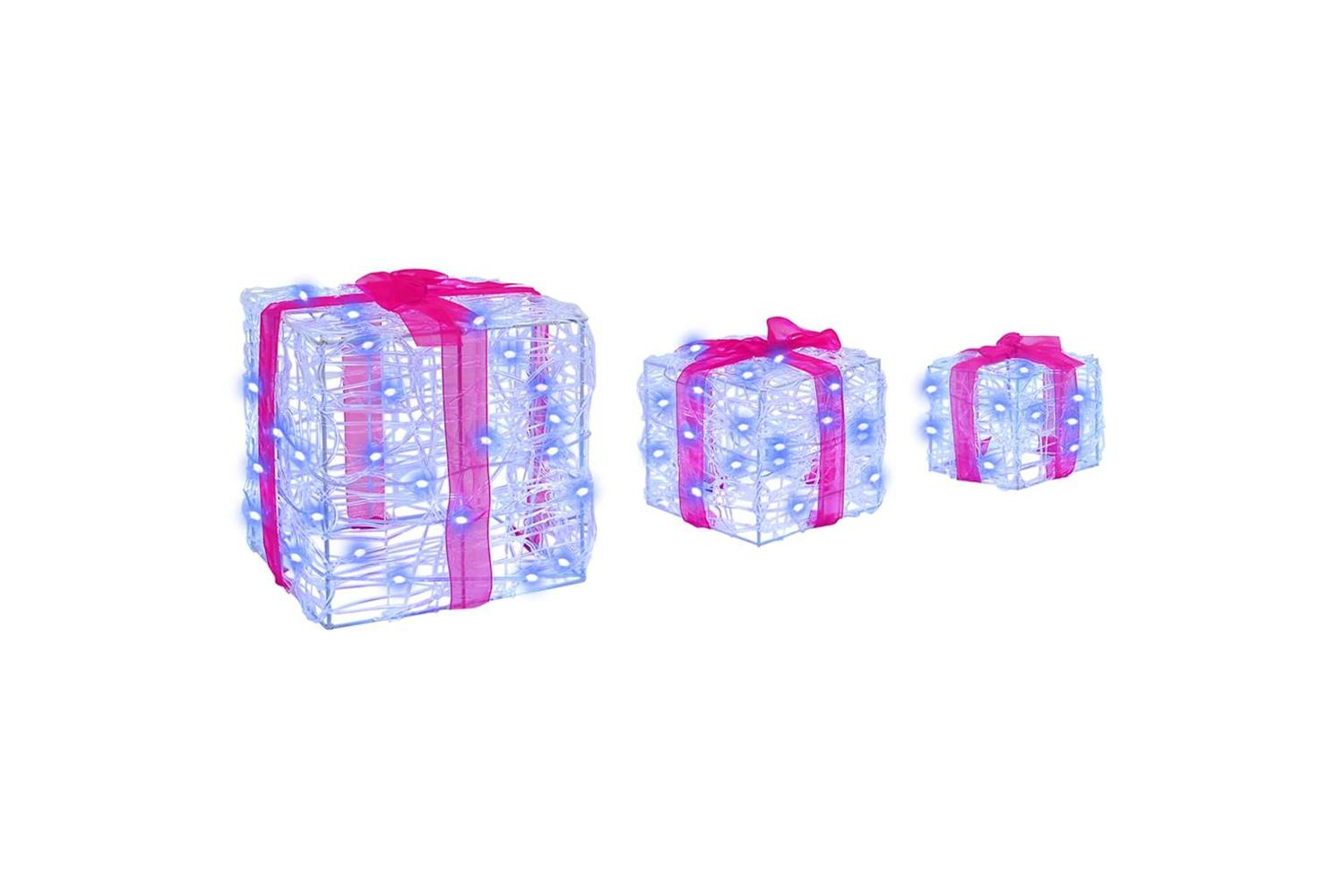 Vidaxl Gift Box With 60 Leds 3 Pcs Blue 20 X 20 X 20 Cm Acrylic-2