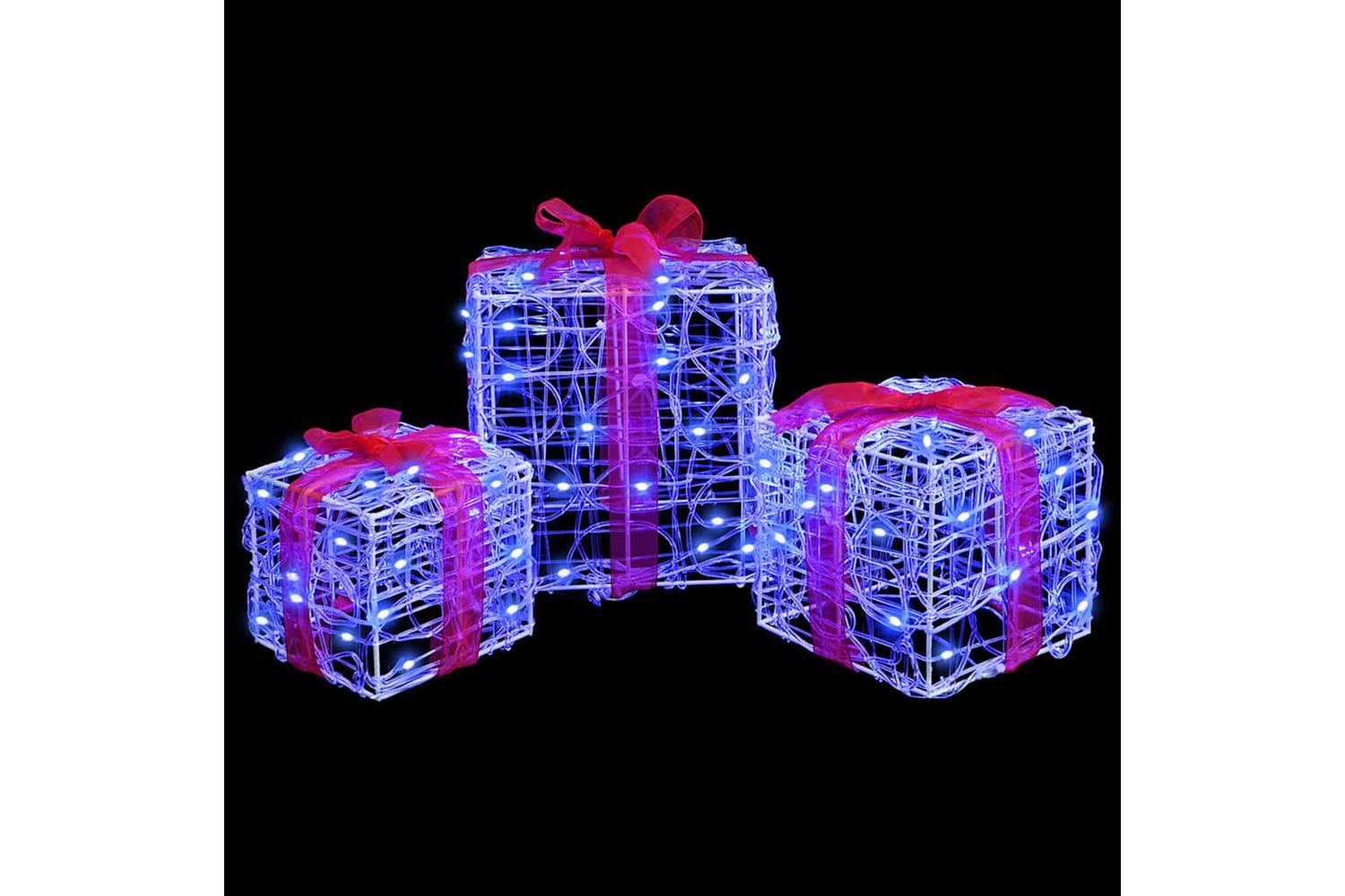 Vidaxl Gift Box With 60 Leds 3 Pcs Blue 20 X 20 X 20 Cm Acrylic-3