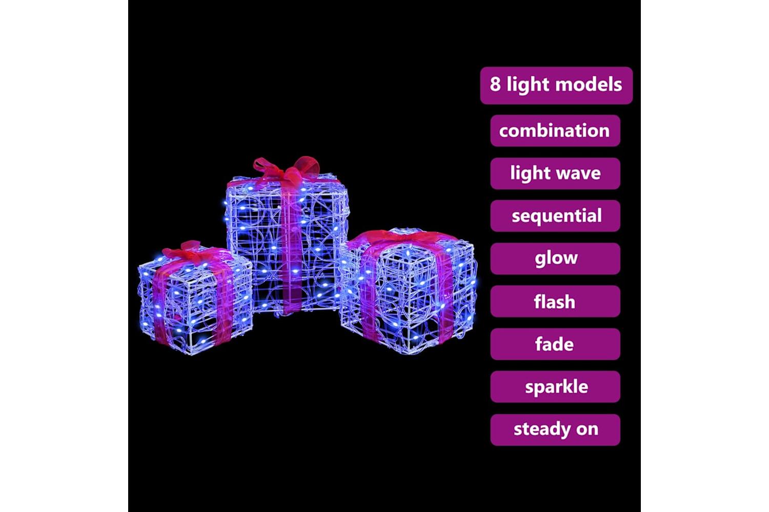 Vidaxl Gift Box With 60 Leds 3 Pcs Blue 20 X 20 X 20 Cm Acrylic-7