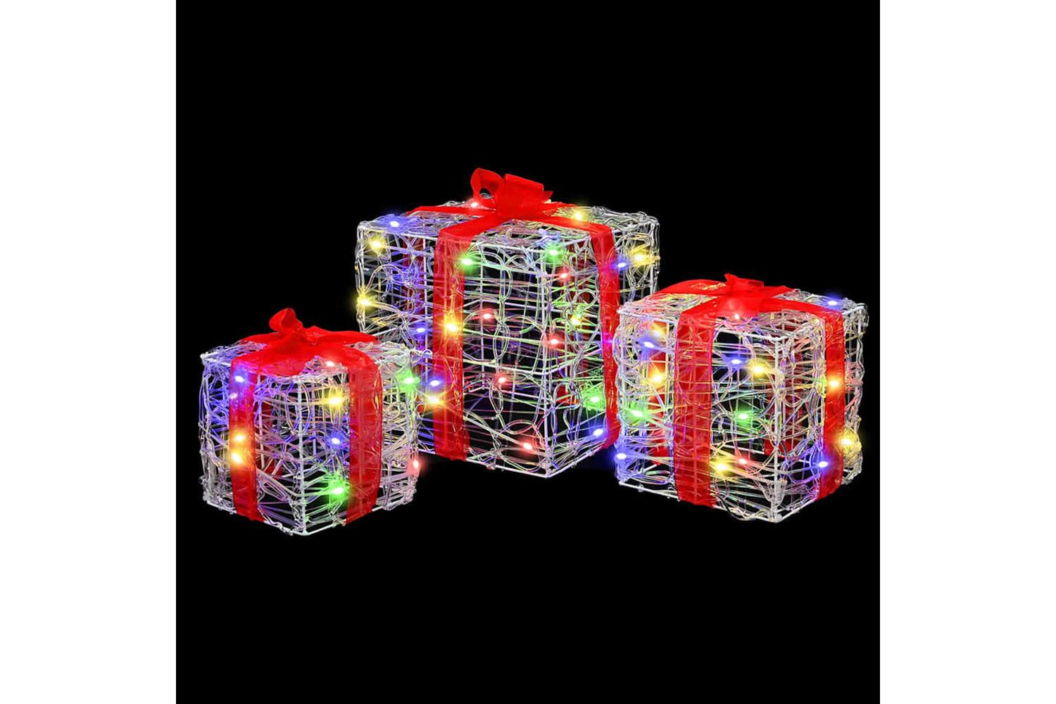 Vidaxl Gift Box With 60 Leds 3 Pcs Multicolour 20 X 20 X 20 Cm Acrylic-3