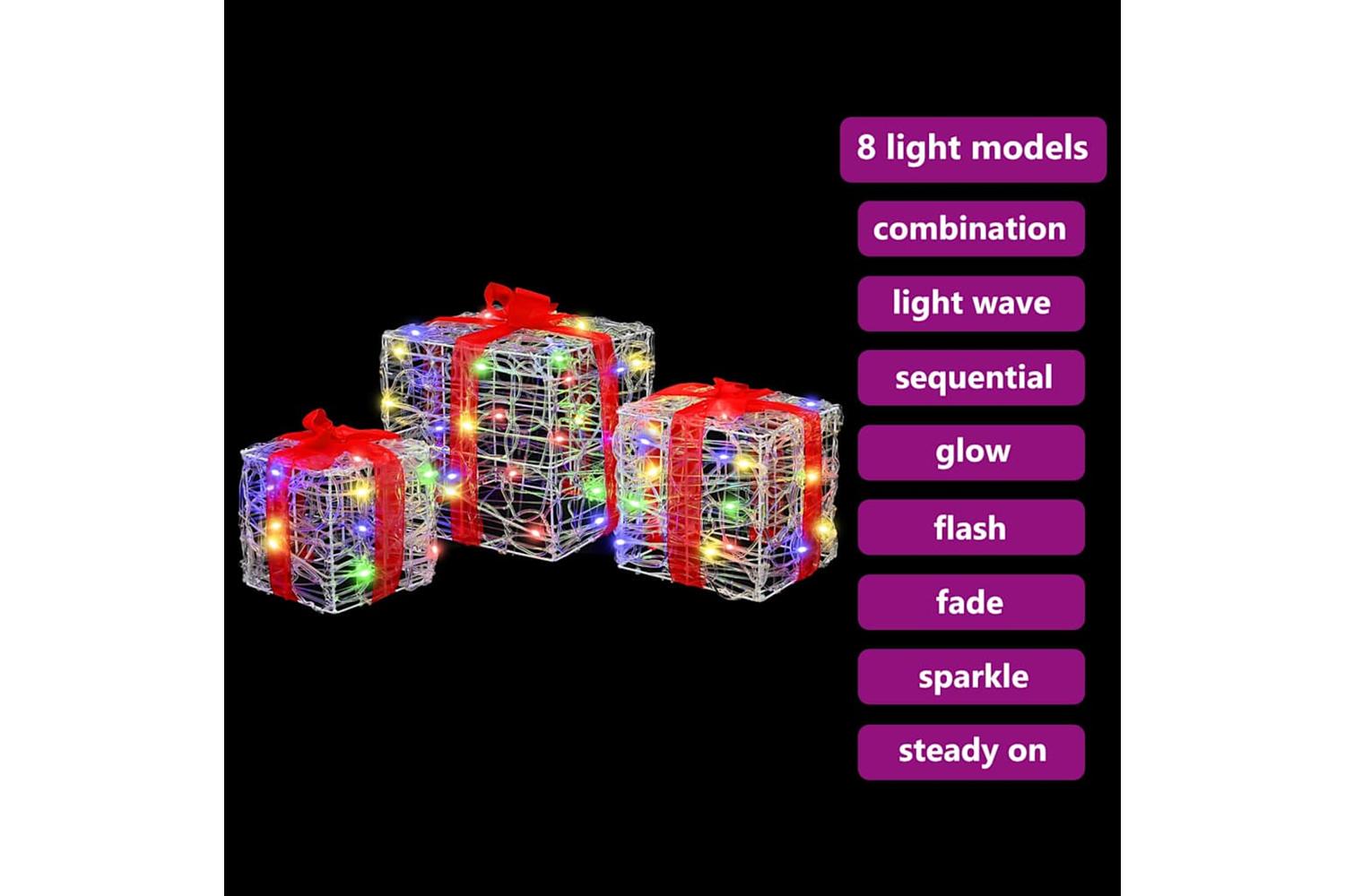 Vidaxl Gift Box With 60 Leds 3 Pcs Multicolour 20 X 20 X 20 Cm Acrylic-7