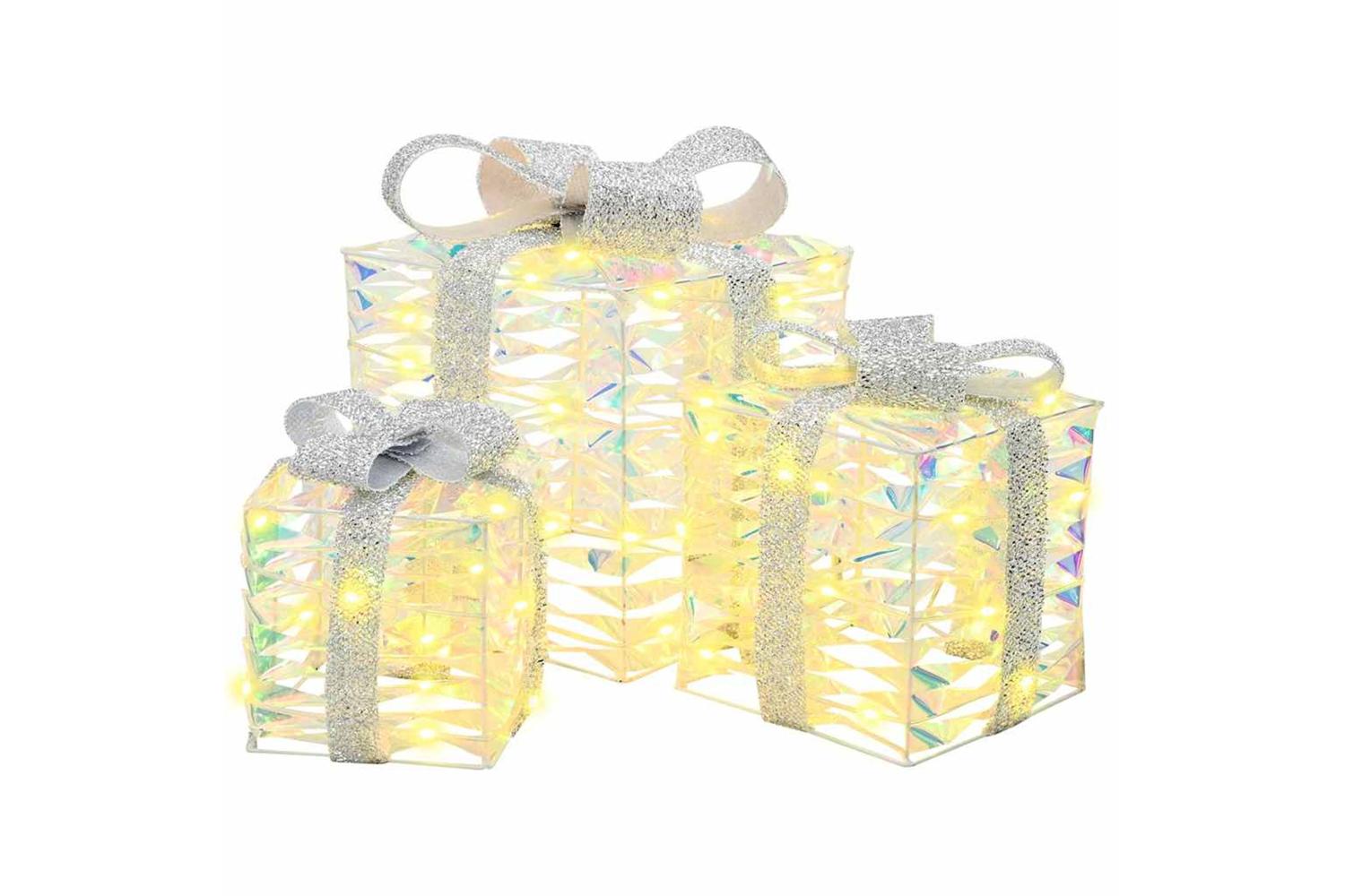 Vidaxl Gift Box With 60 Leds 3 Pcs Warm White 20 X 20 X 20 Cm Pet