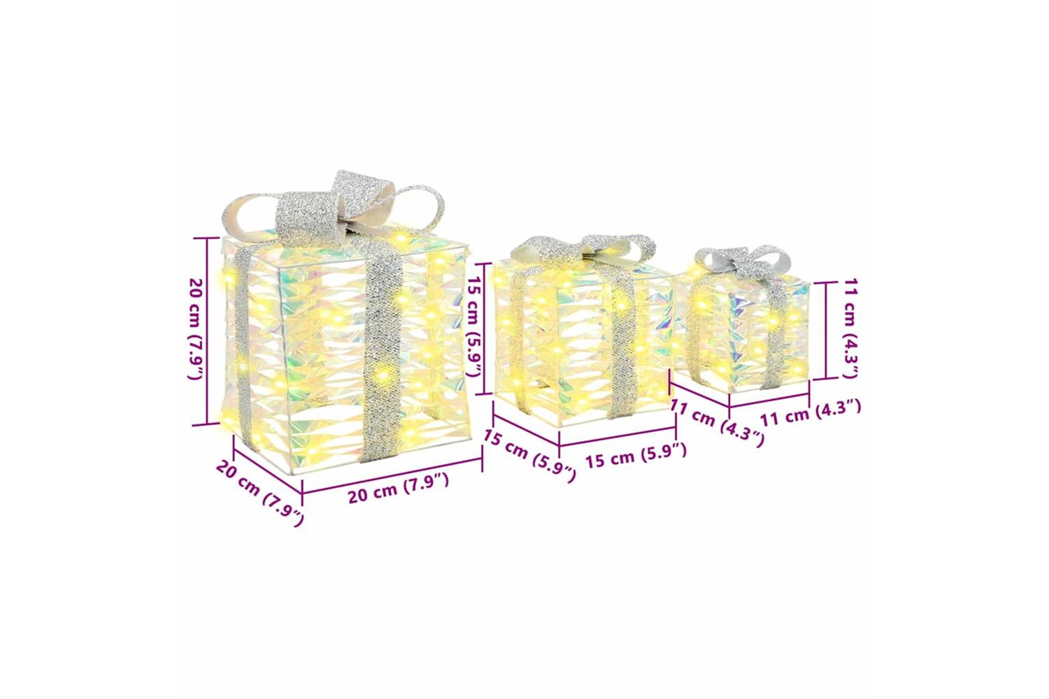 Vidaxl Gift Box With 60 Leds 3 Pcs Warm White 20 X 20 X 20 Cm Pet-8