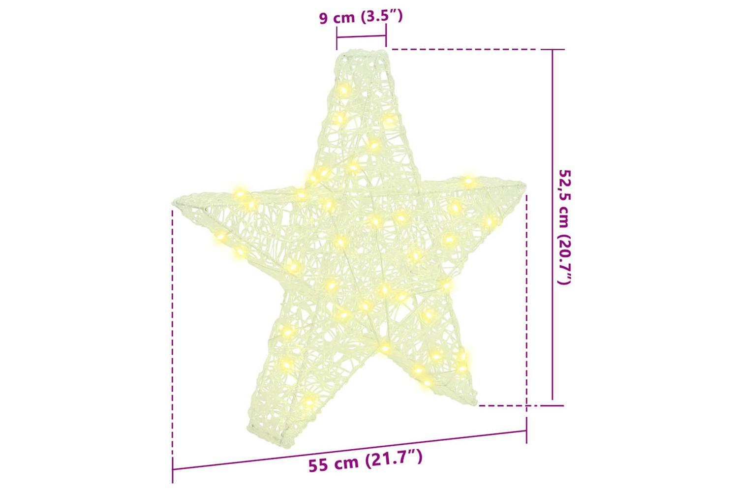 Vidaxl 3d Star With 50 Leds Warm White 55 X 535 X 10 Cm Acrylic-8