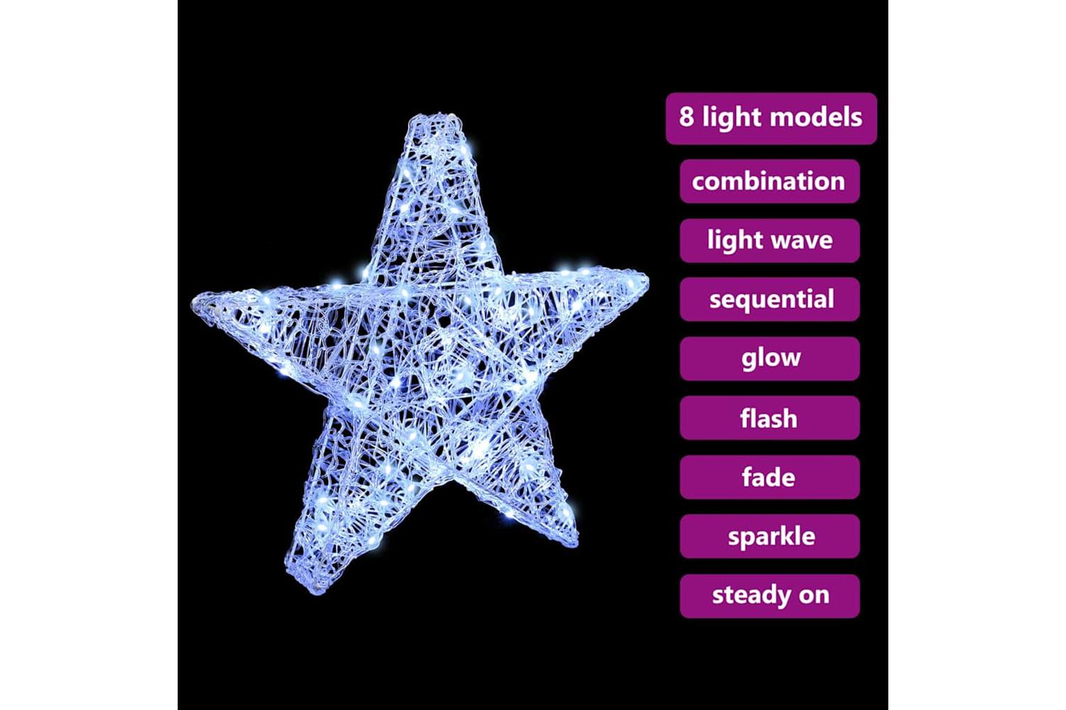 Vidaxl 3d Star With 50 Leds Cold White 55 X 535 X 10 Cm Acrylic-7