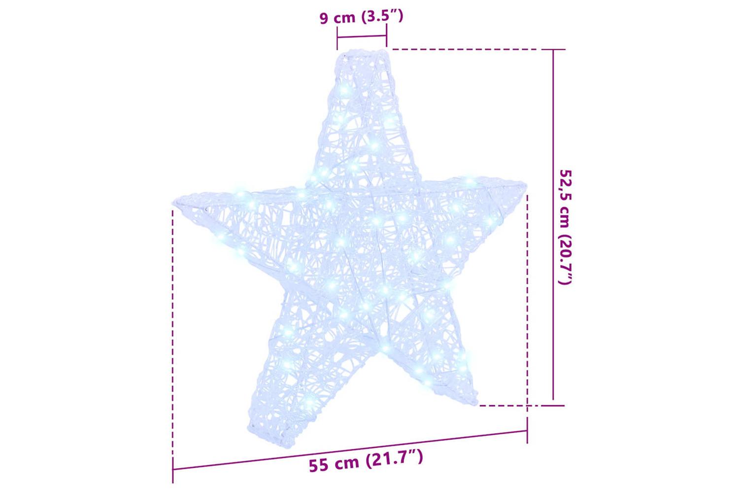 Vidaxl 3d Star With 50 Leds Cold White 55 X 535 X 10 Cm Acrylic-8