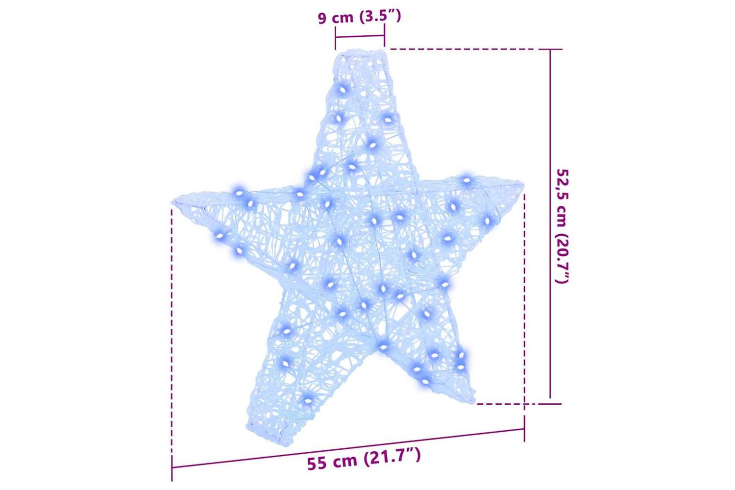 Vidaxl 3d Star With 50 Leds Blue 55 X 535 X 10 Cm Acrylic-8