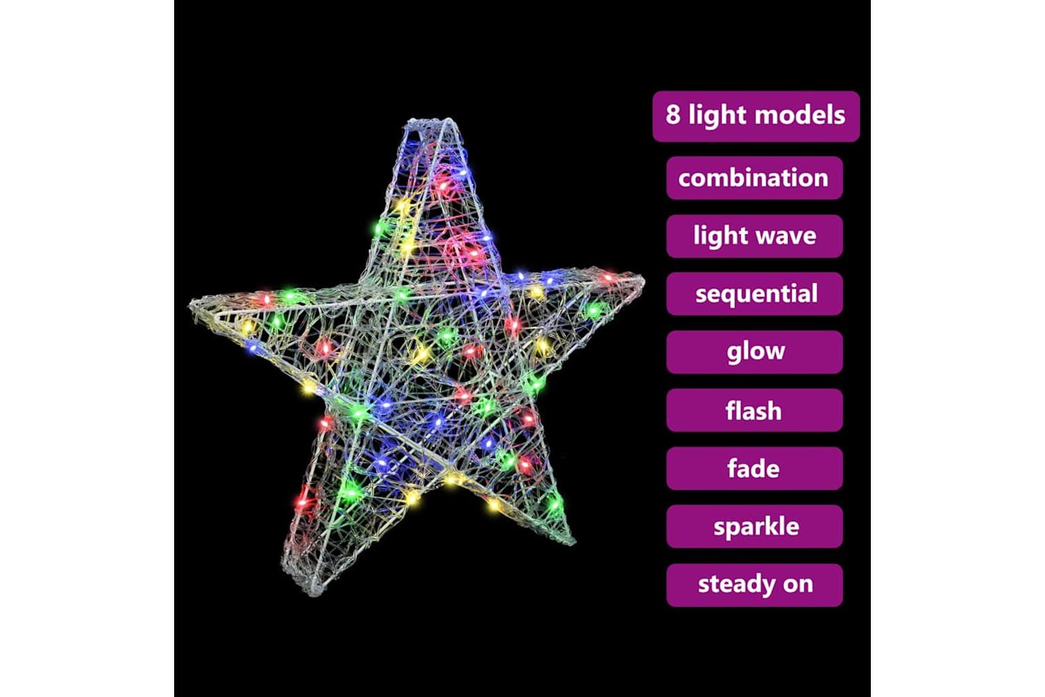 Vidaxl 3d Star With 50 Leds Multicolour 55 X 535 X 10 Cm Acrylic-7