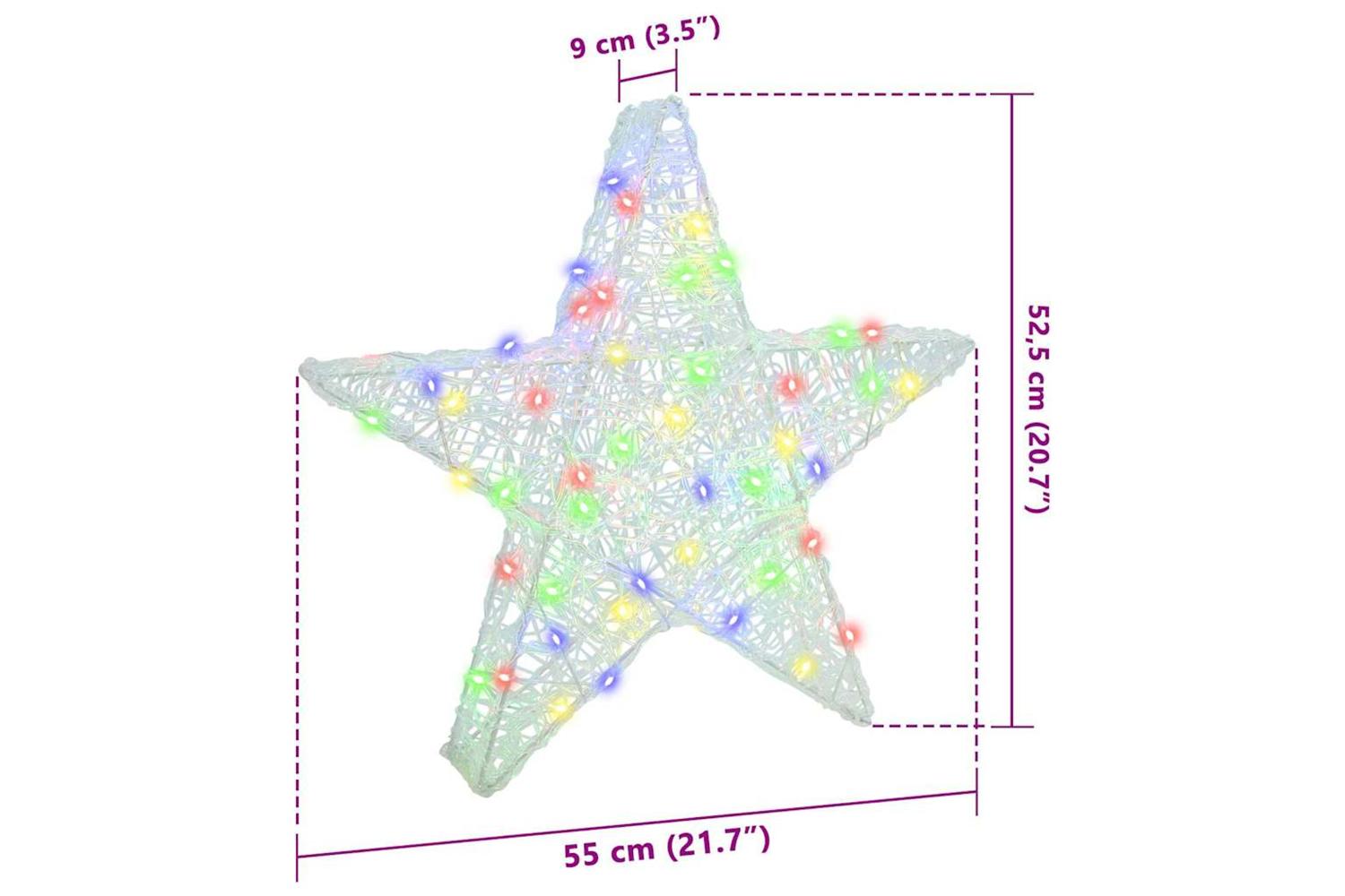 Vidaxl 3d Star With 50 Leds Multicolour 55 X 535 X 10 Cm Acrylic-8