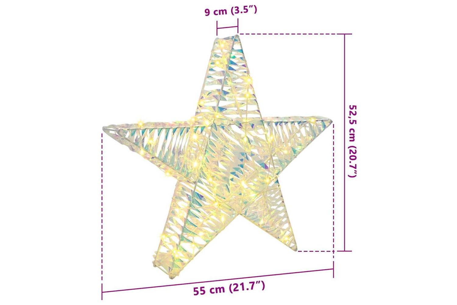 Vidaxl 3d Star With 50 Leds Warm White 55 X 525 X 9 Cm Pet-8