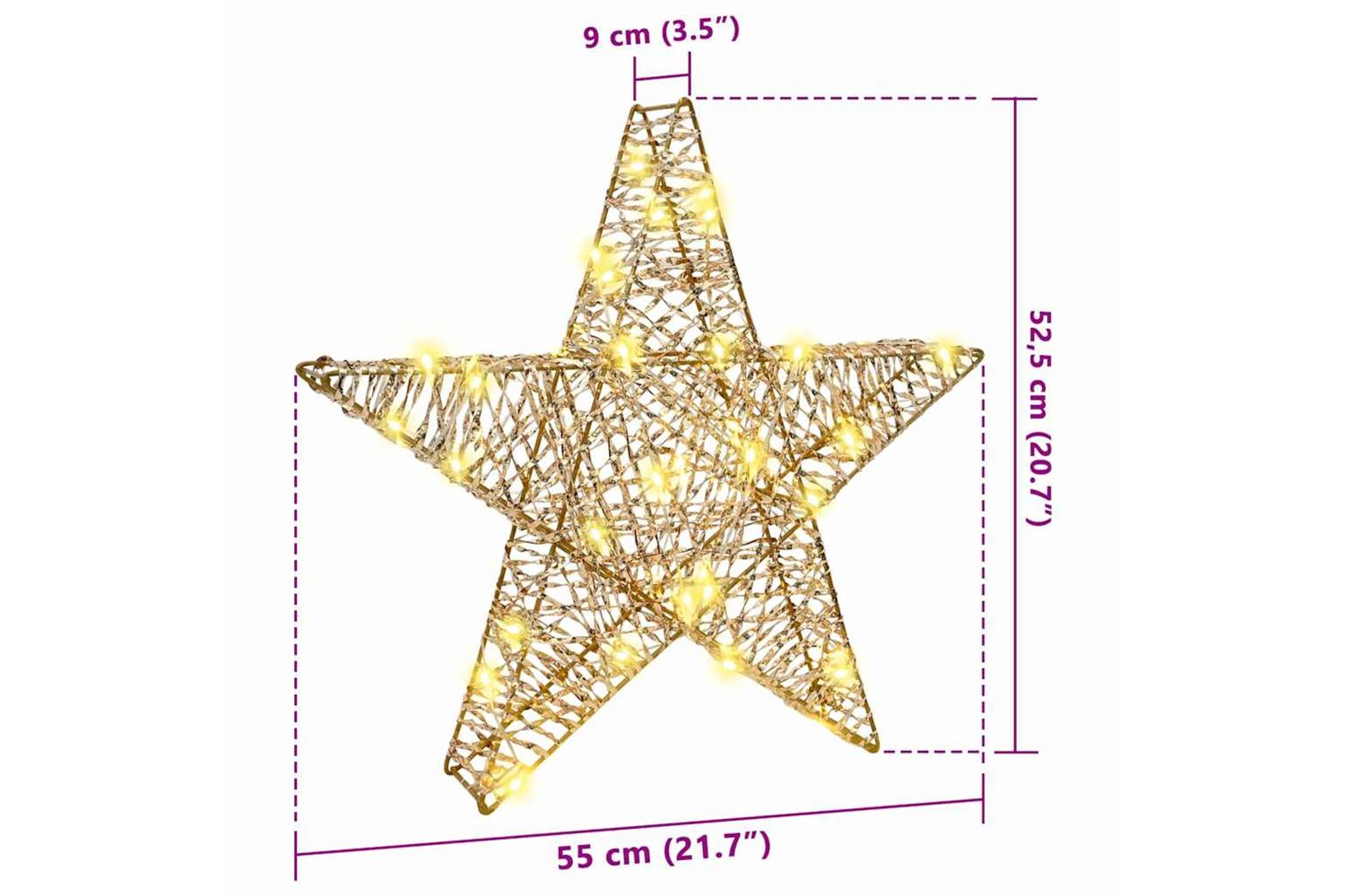 Vidaxl 3d Star With 50 Leds Warm White 55 X 525 X 9 Cm Pet-8