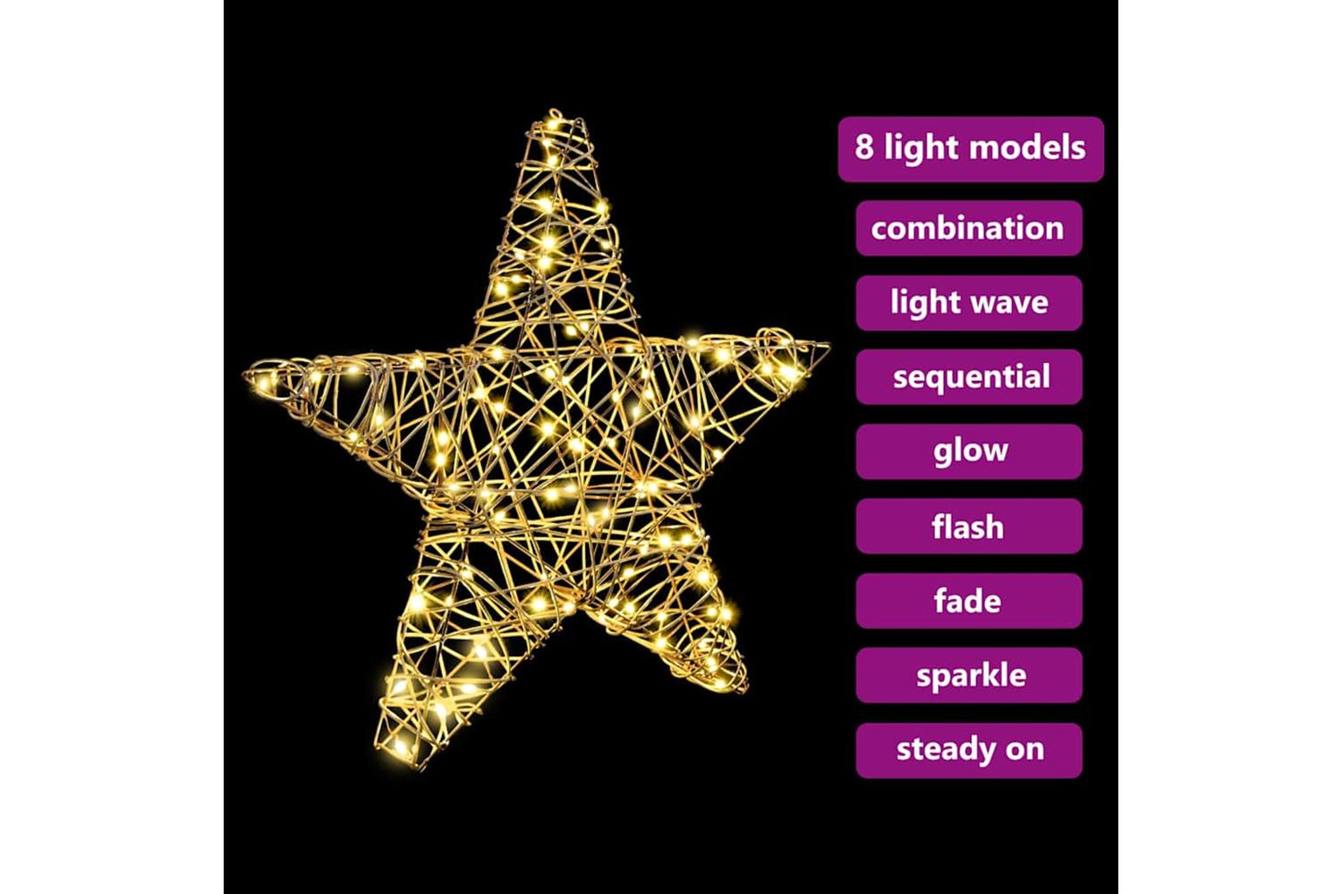 Vidaxl 3d Star With 50 Leds Warm White 55 X 525 X 9 Cm Rattan-7