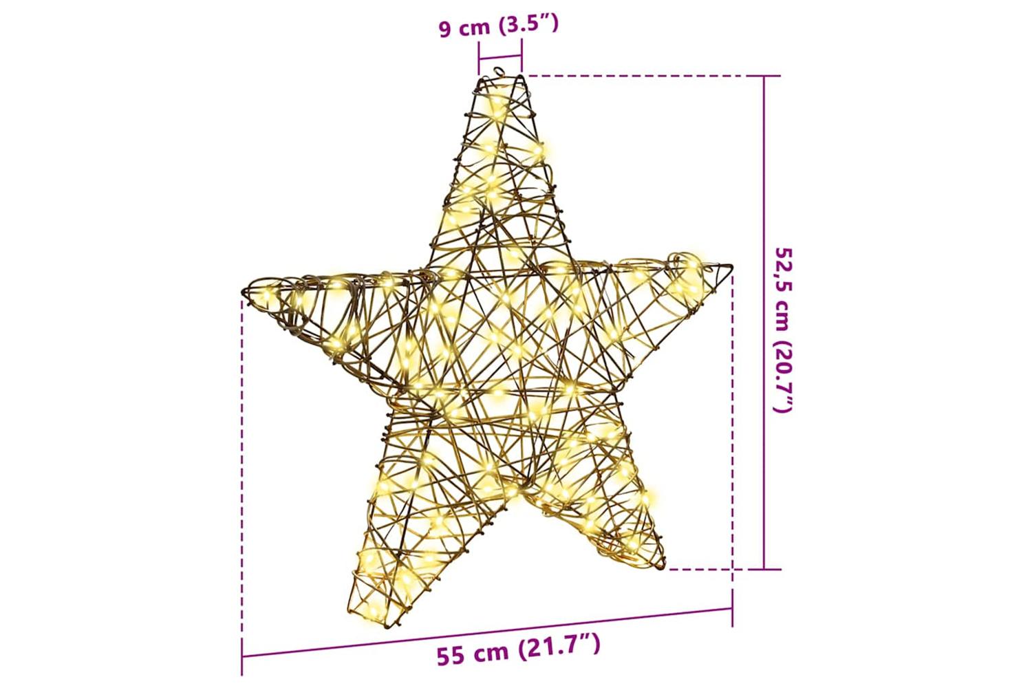Vidaxl 3d Star With 50 Leds Warm White 55 X 525 X 9 Cm Rattan-8