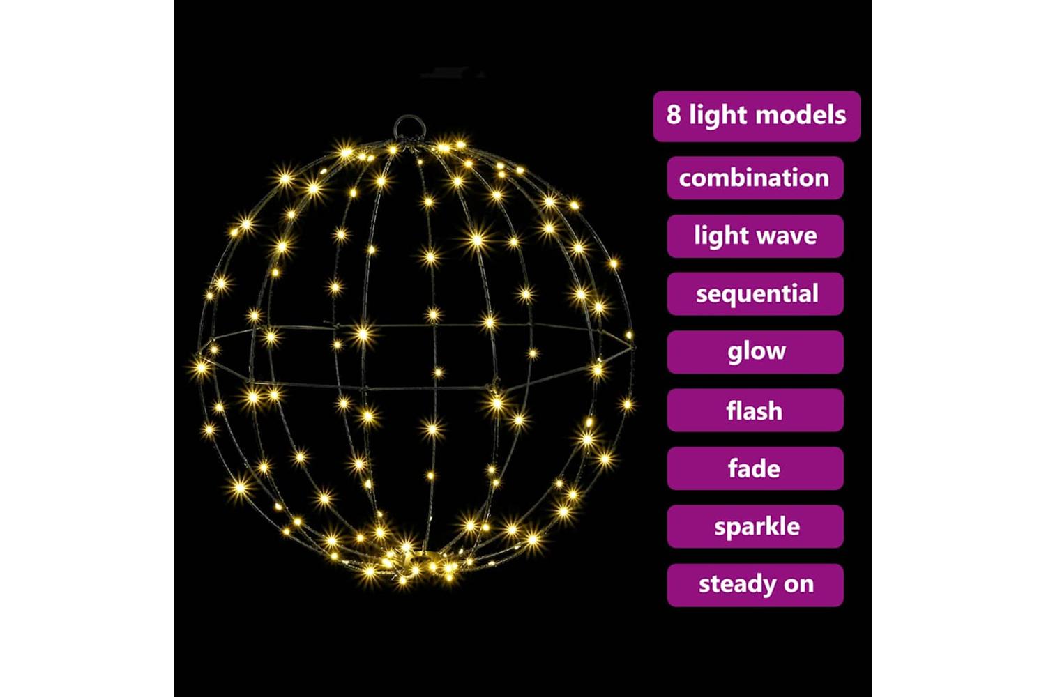 Vidaxl Ball With 160 Leds Warm White 50 Cm Metal-6