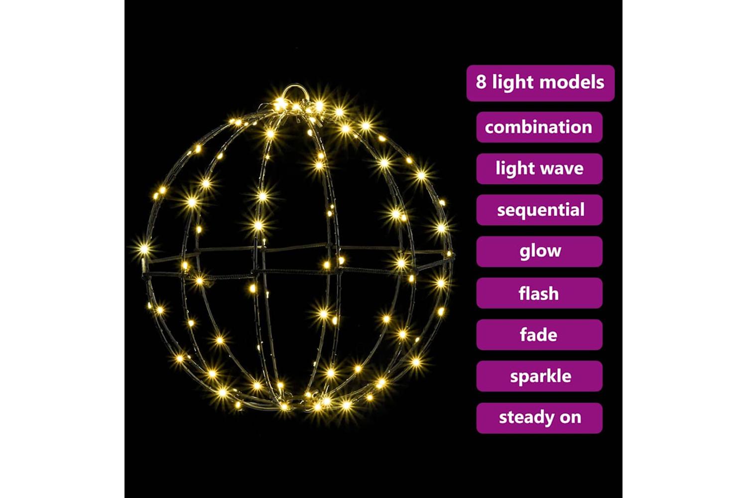 Vidaxl Ball With 192 Leds 2 Pcs Warm White 30 Cm Metal-7