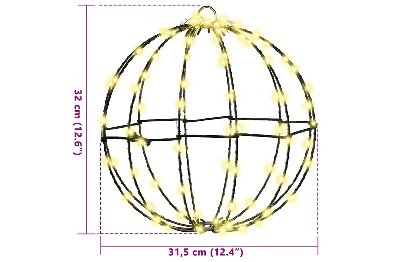 Vidaxl Ball With 192 Leds 2 Pcs Warm White 30 Cm Metal-8