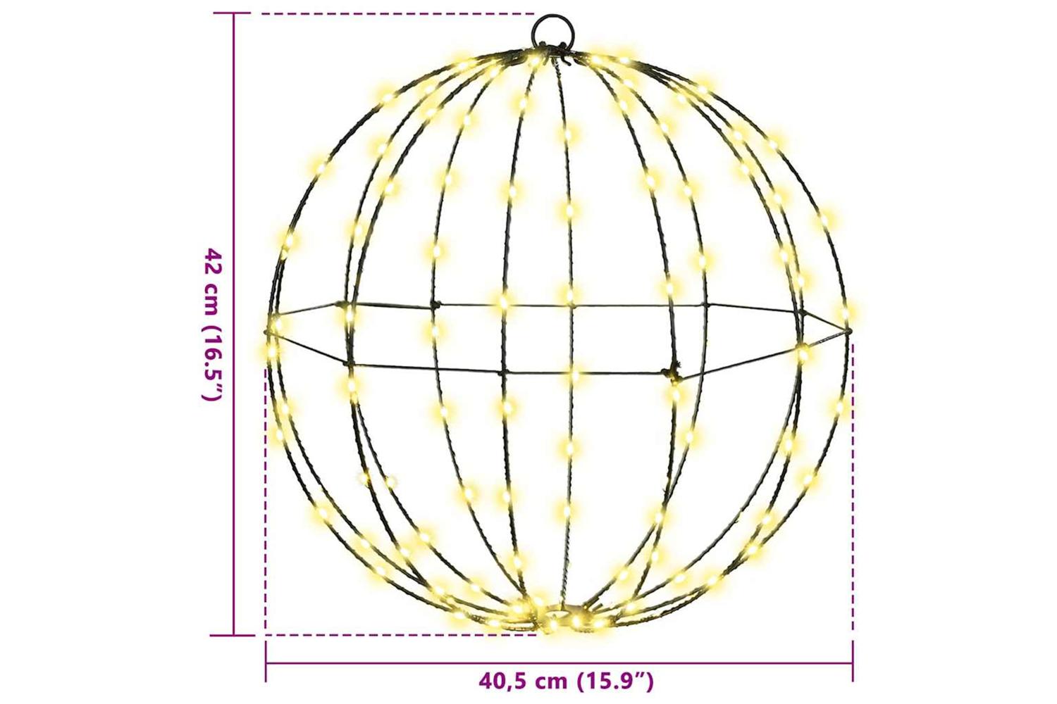 Vidaxl Ball With 192 Leds 2 Pcs Warm White 40 Cm Metal-8