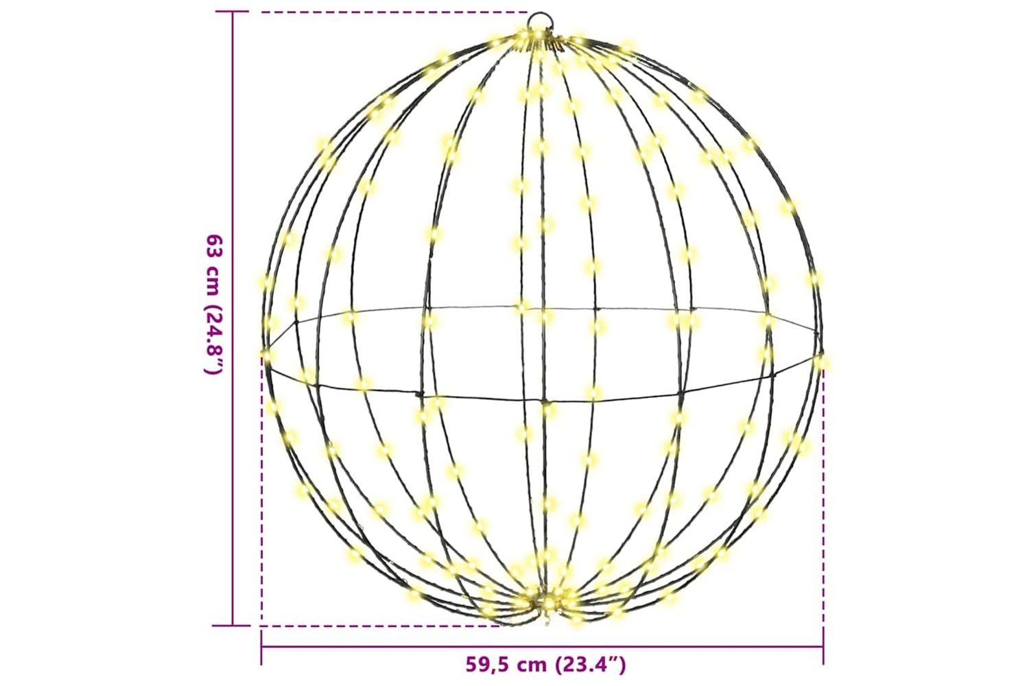 Vidaxl Ball With 384 Leds 2 Pcs Warm White 60 Cm Metal-8