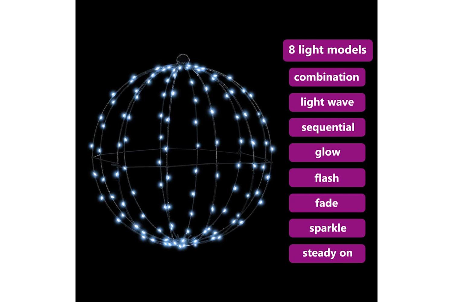Vidaxl Ball With 192 Leds 2 Pcs Cold White 40 Cm Metal-7