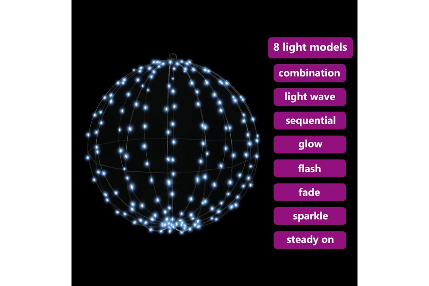 Vidaxl Ball With 384 Leds 2 Pcs Cold White 60 Cm Metal-7
