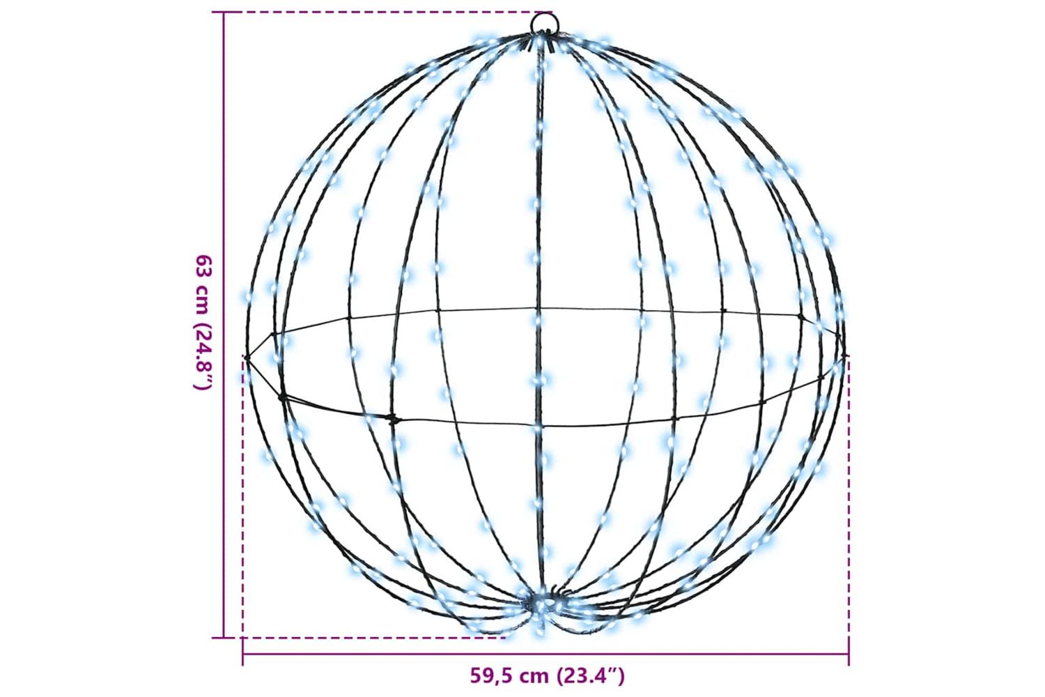 Vidaxl Ball With 384 Leds 2 Pcs Cold White 60 Cm Metal-8