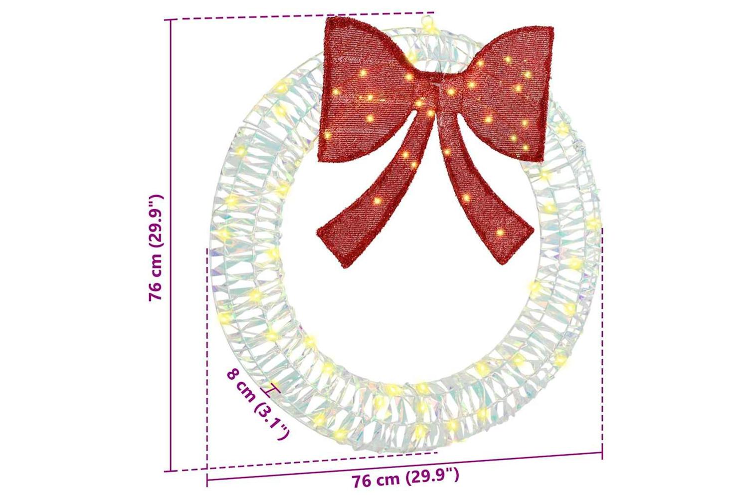 Vidaxl Wreath With 60 Leds Warm White 75 Cm Pet-7