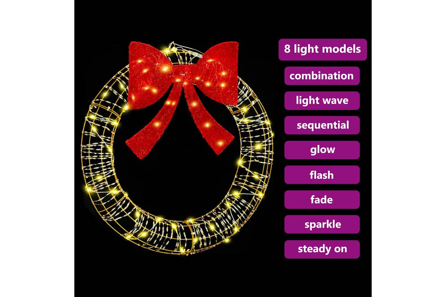 Vidaxl Wreath With 60 Leds Warm White 75 Cm Pet-7