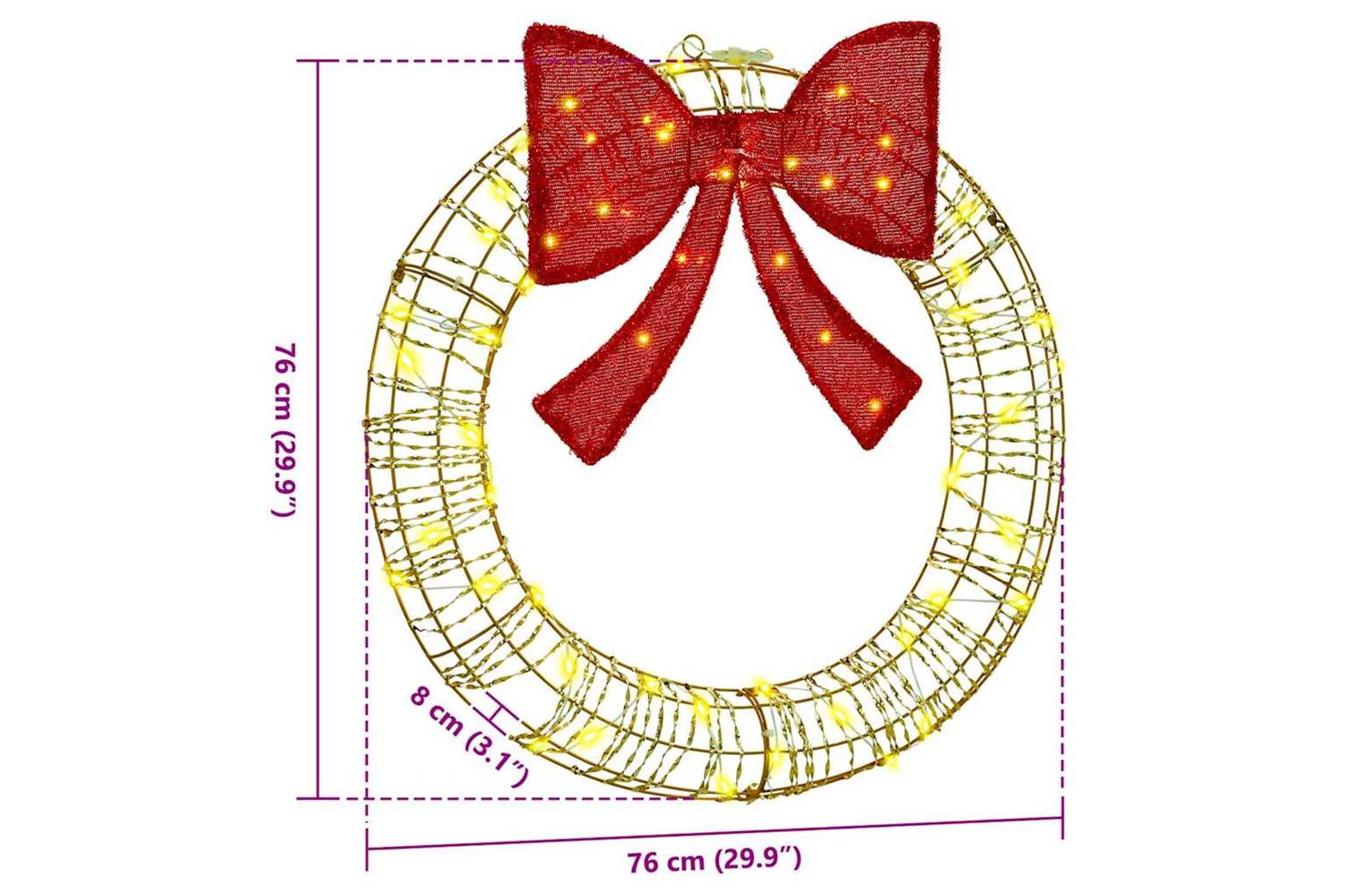 Vidaxl Wreath With 60 Leds Warm White 75 Cm Pet-8
