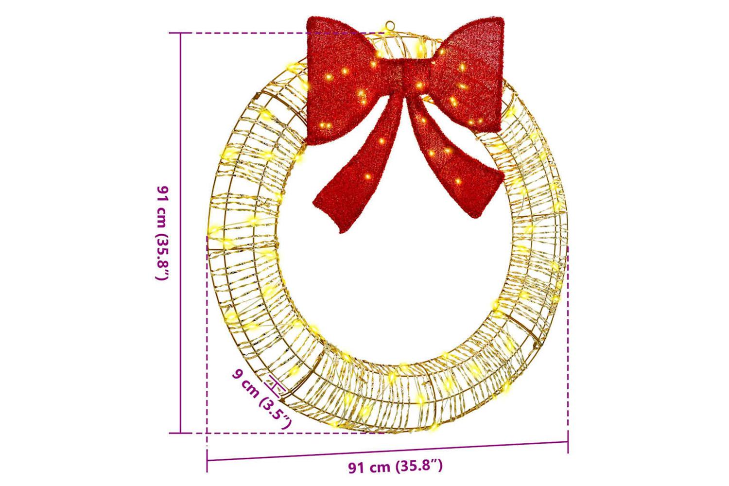 Vidaxl Wreath With 80 Leds Warm White 90 Cm Pet-8