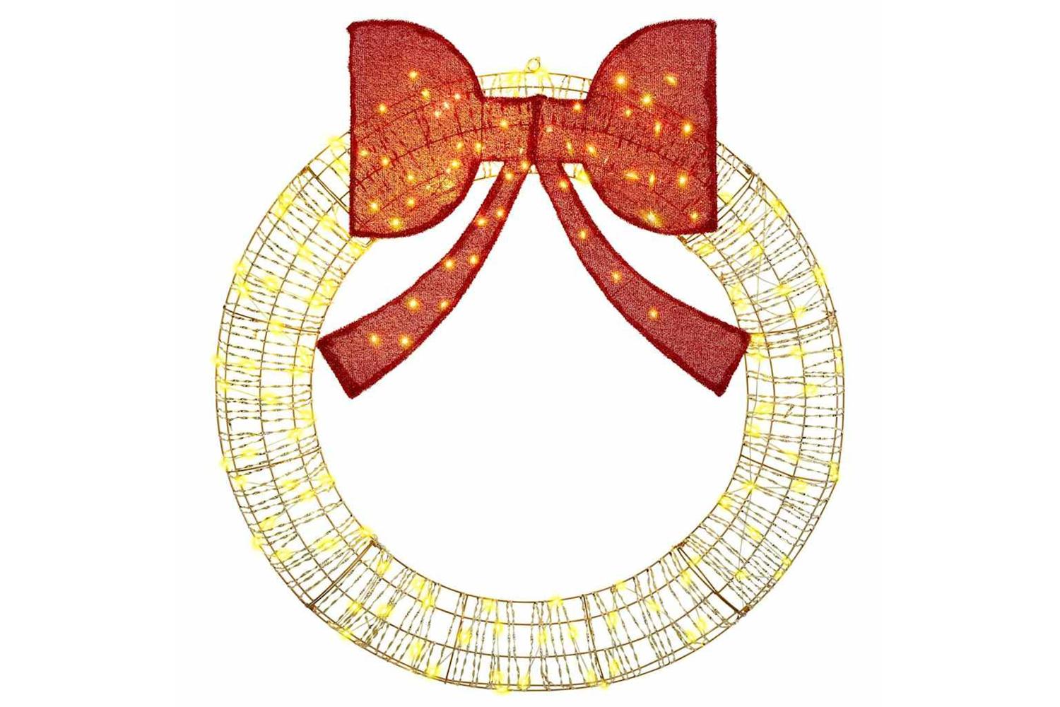 Vidaxl Wreath With 150 Leds Warm White 120 Cm Pet-2