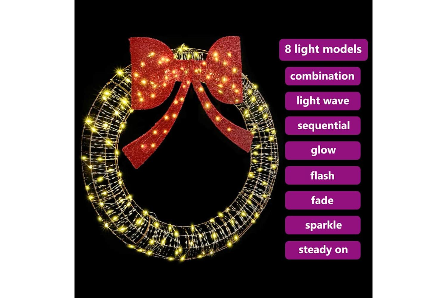 Vidaxl Wreath With 150 Leds Warm White 120 Cm Pet-7