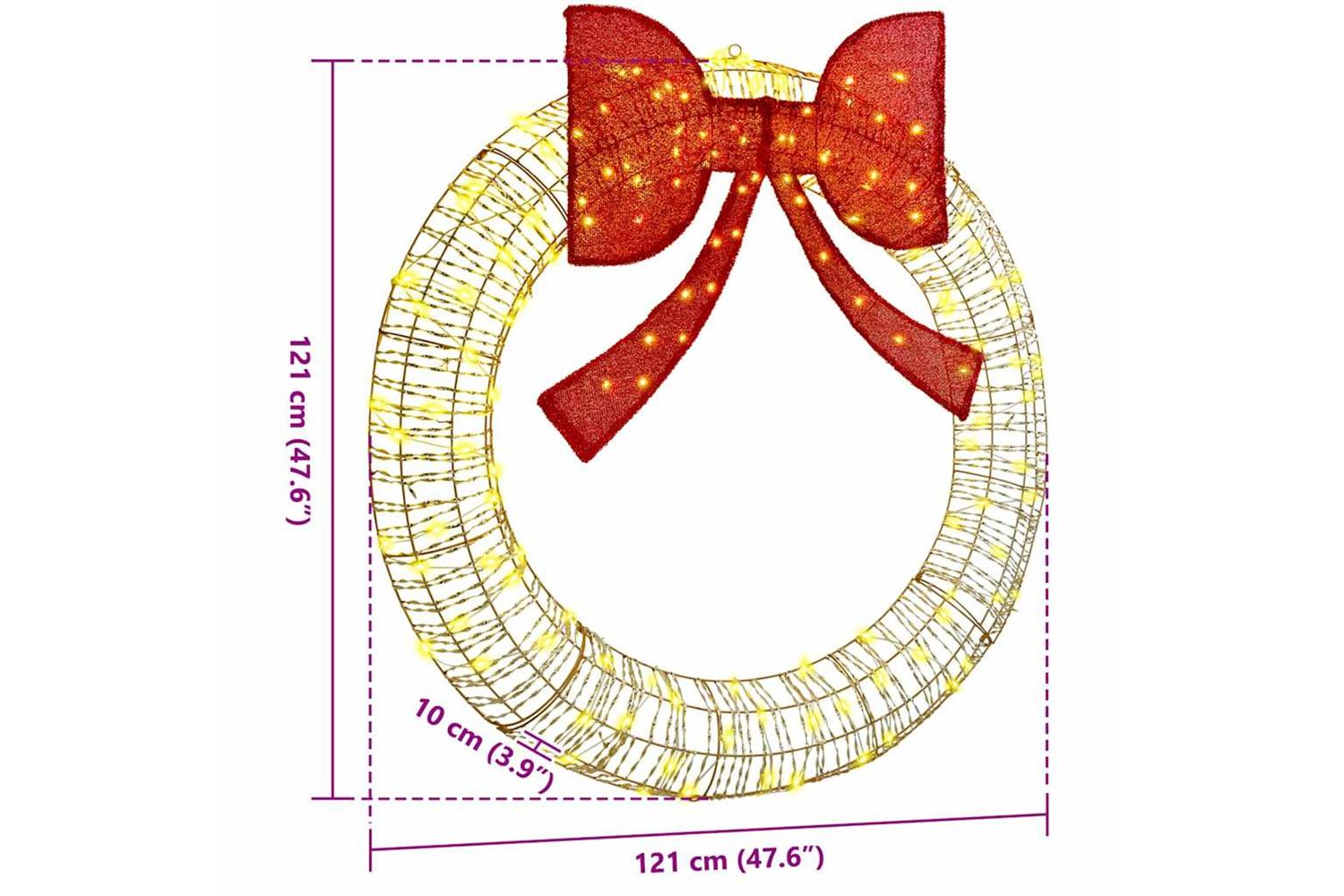 Vidaxl Wreath With 150 Leds Warm White 120 Cm Pet-8