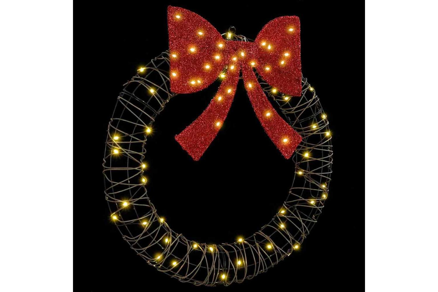 Vidaxl Wreath With 60 Leds Warm White 75 Cm Rattan-2