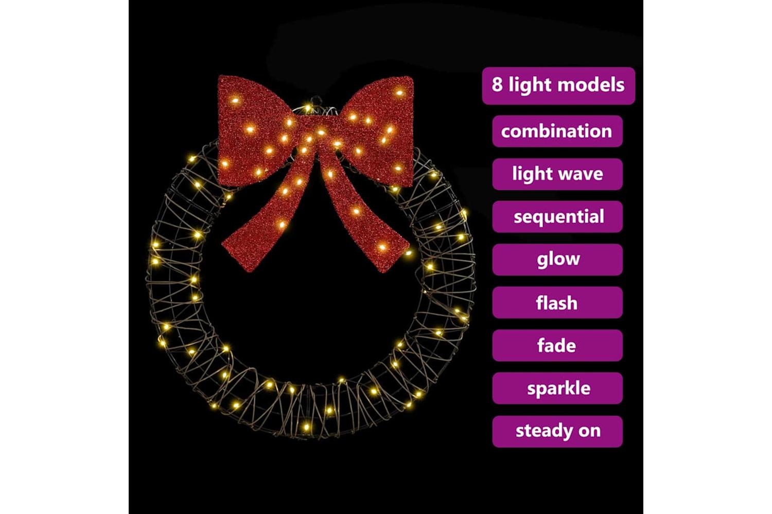 Vidaxl Wreath With 60 Leds Warm White 75 Cm Rattan-6