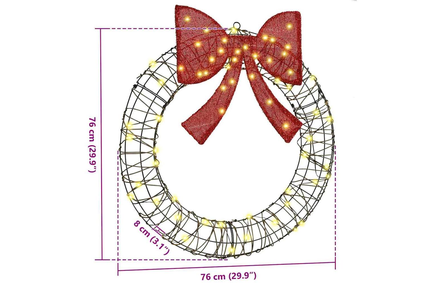 Vidaxl Wreath With 60 Leds Warm White 75 Cm Rattan-7