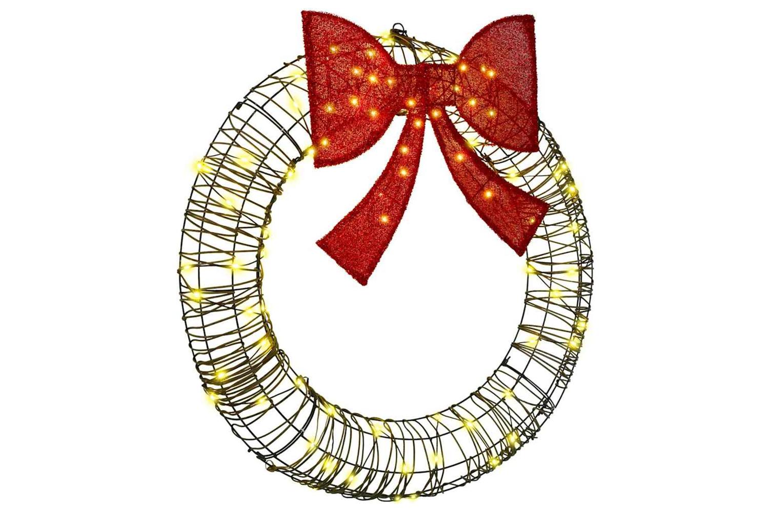 Vidaxl Wreath With 80 Leds Warm White 90 Cm Rattan
