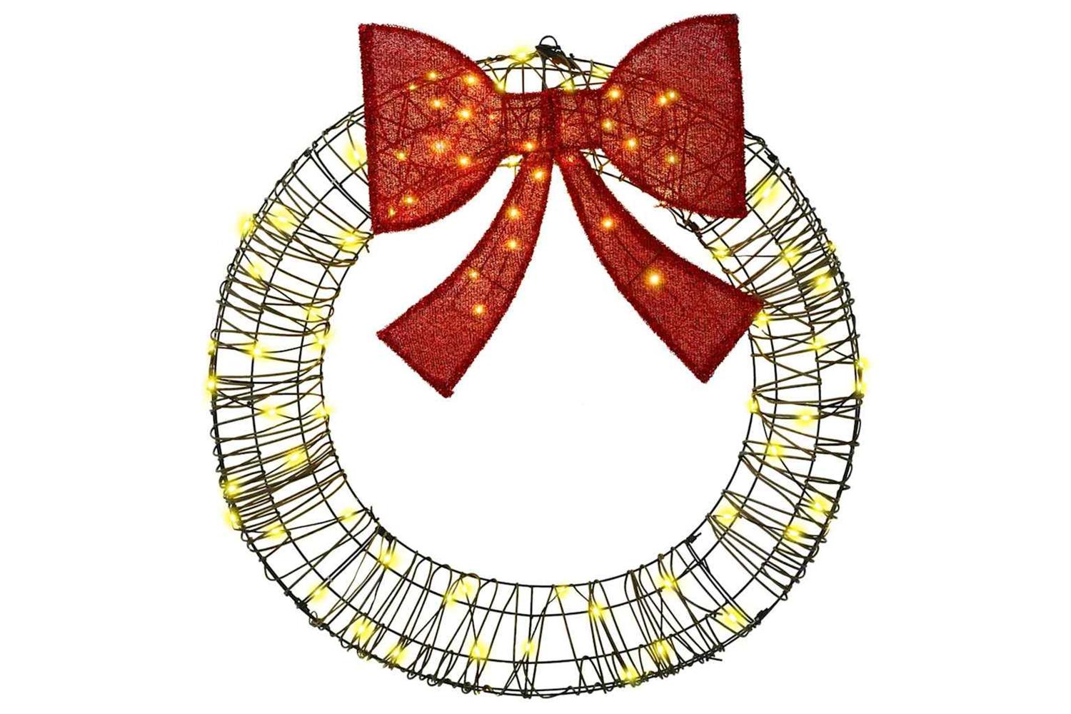Vidaxl Wreath With 80 Leds Warm White 90 Cm Rattan-2