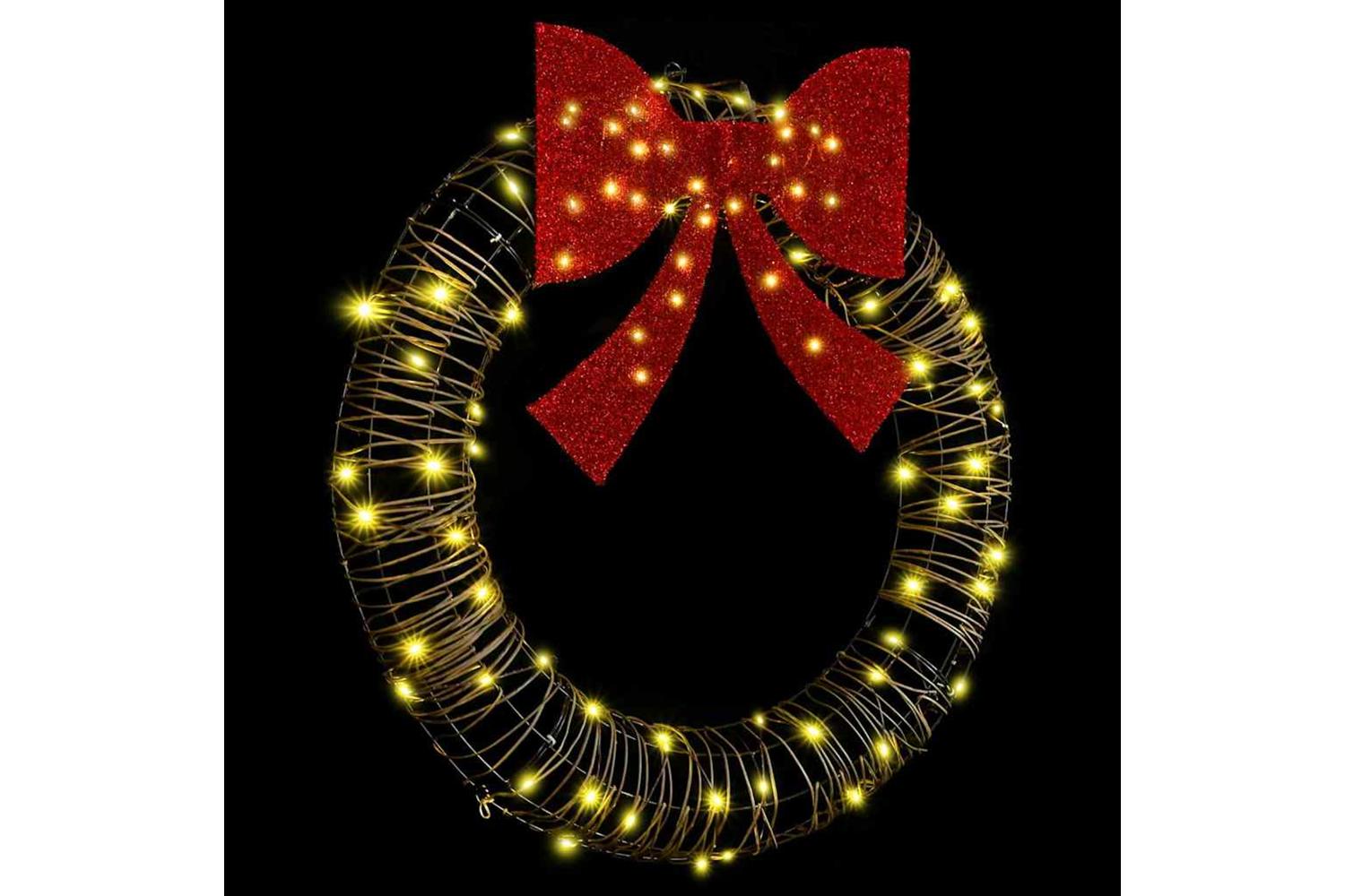 Vidaxl Wreath With 80 Leds Warm White 90 Cm Rattan-3