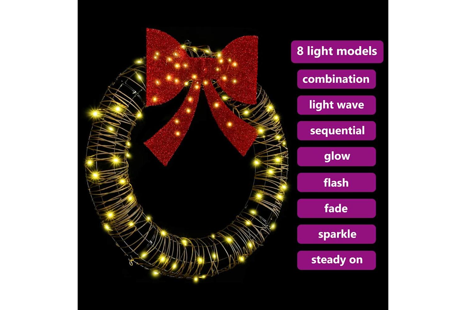 Vidaxl Wreath With 80 Leds Warm White 90 Cm Rattan-7
