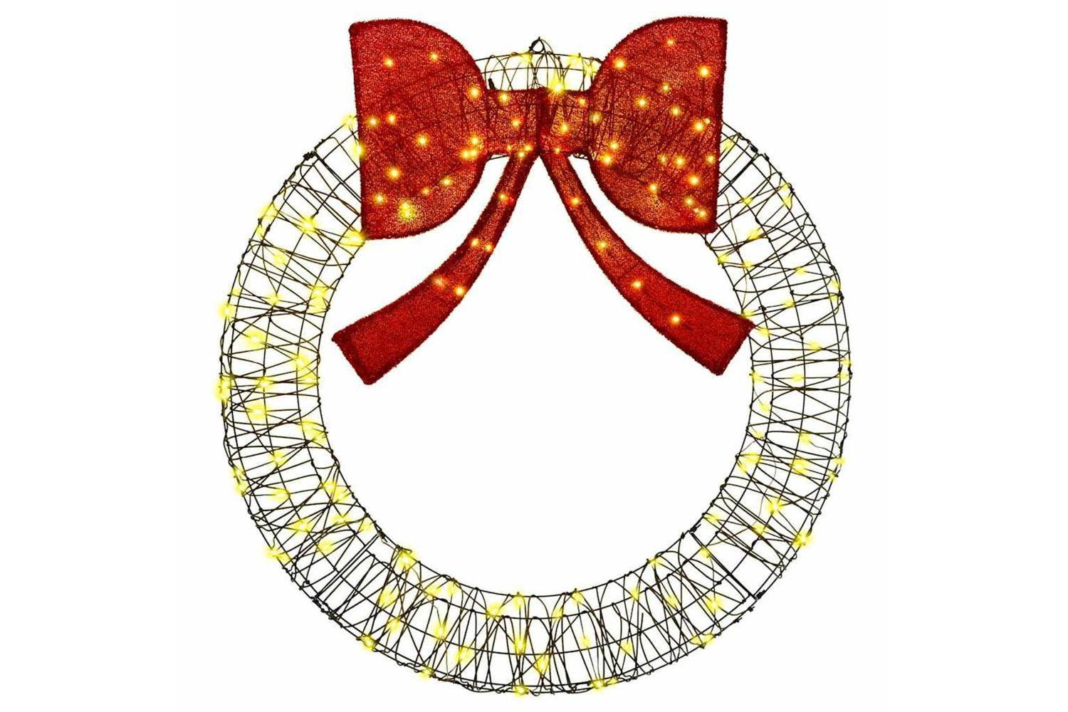 Vidaxl Wreath With 150 Leds Warm White 120 Cm Rattan-2