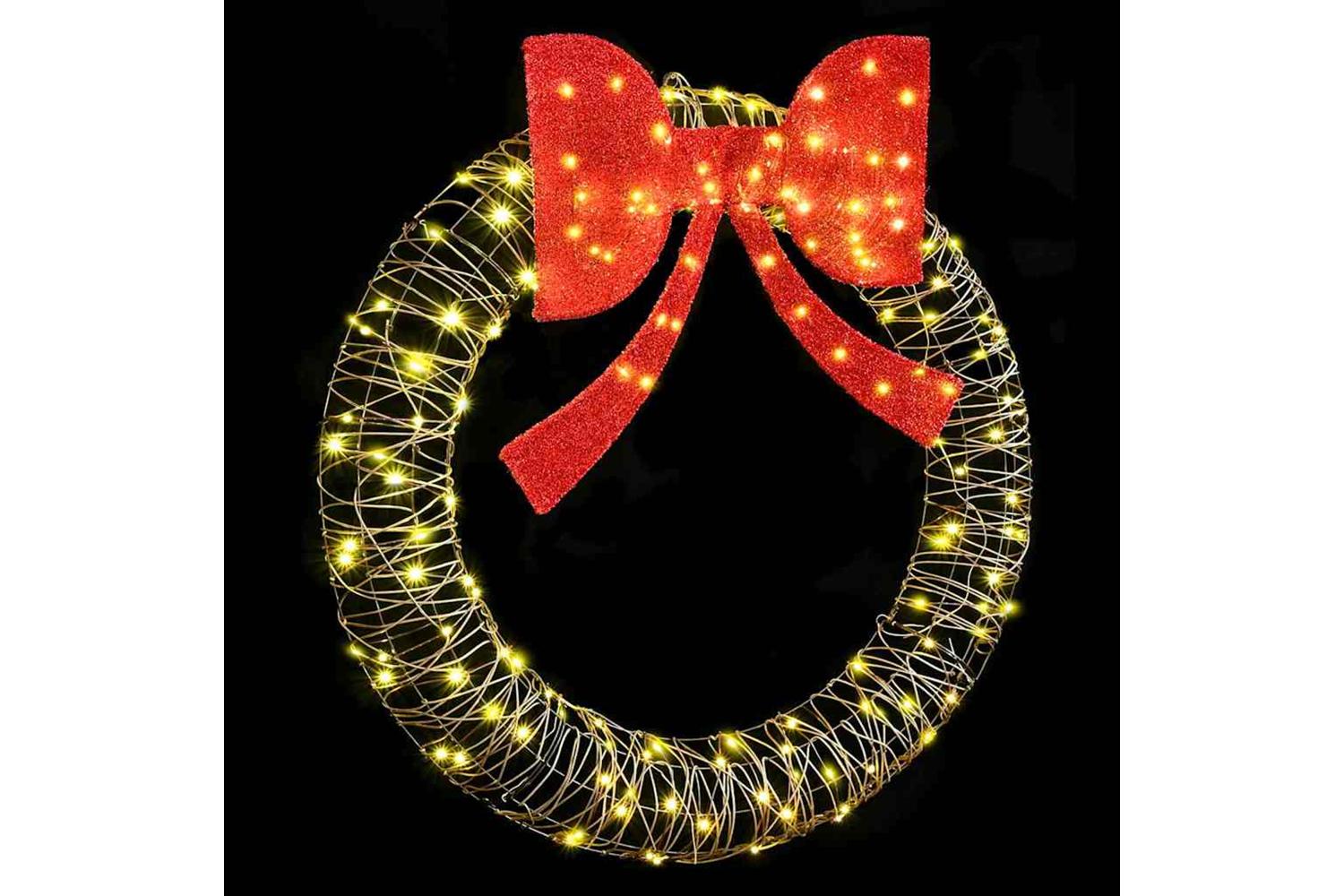 Vidaxl Wreath With 150 Leds Warm White 120 Cm Rattan-3