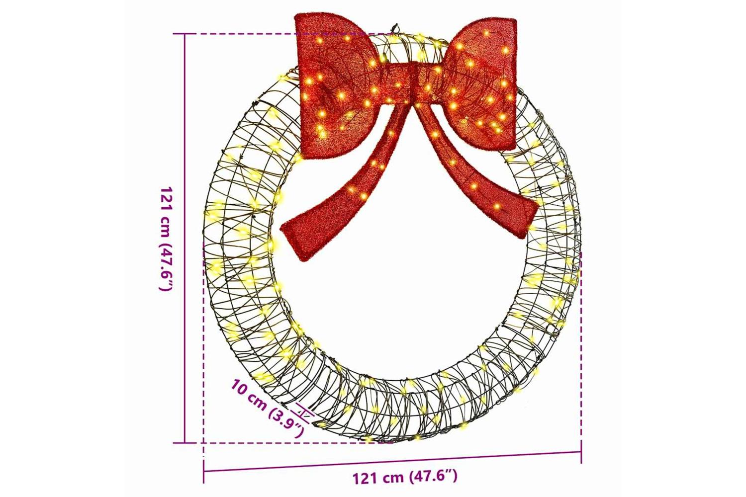 Vidaxl Wreath With 150 Leds Warm White 120 Cm Rattan-8