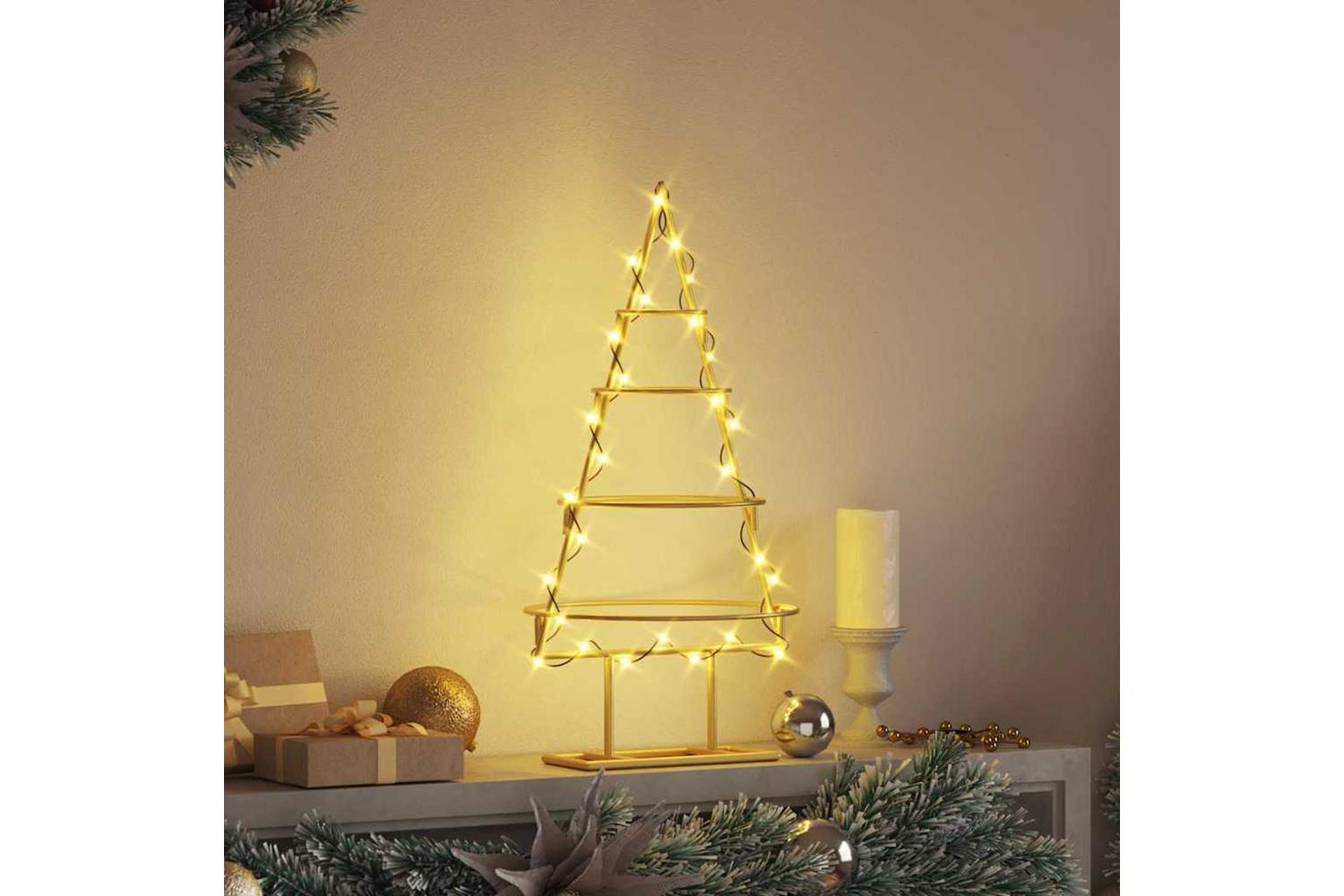 Vidaxl Metal Christmas Tree With Stand Gold 60 Cm Powder-coated Steel-4