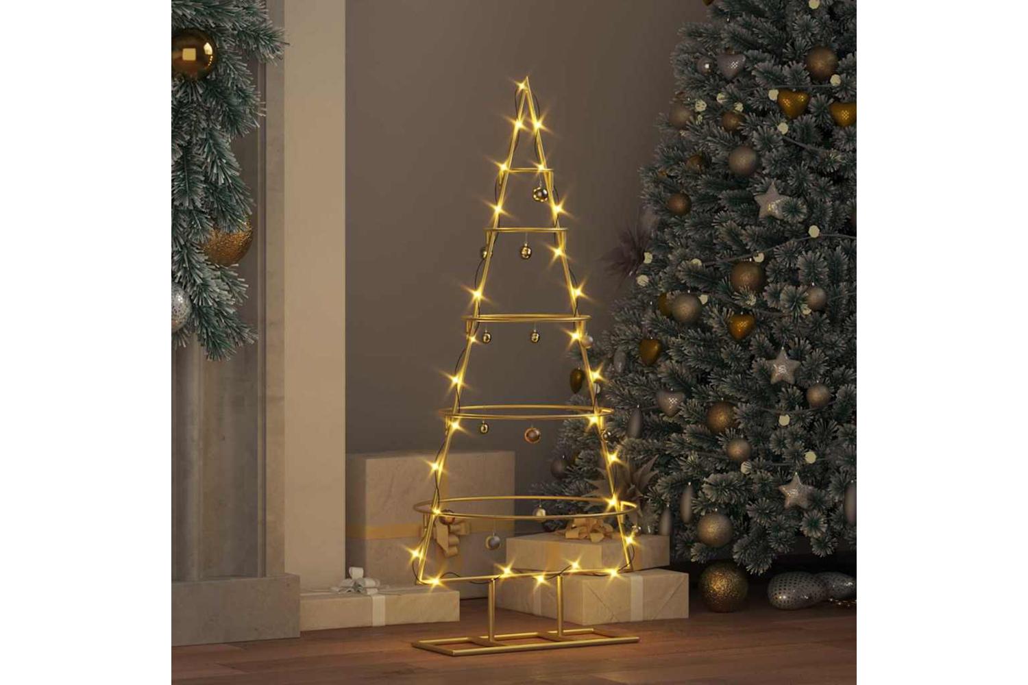 Vidaxl Metal Christmas Tree With Stand Gold 90 Cm Powder-coated Steel-4