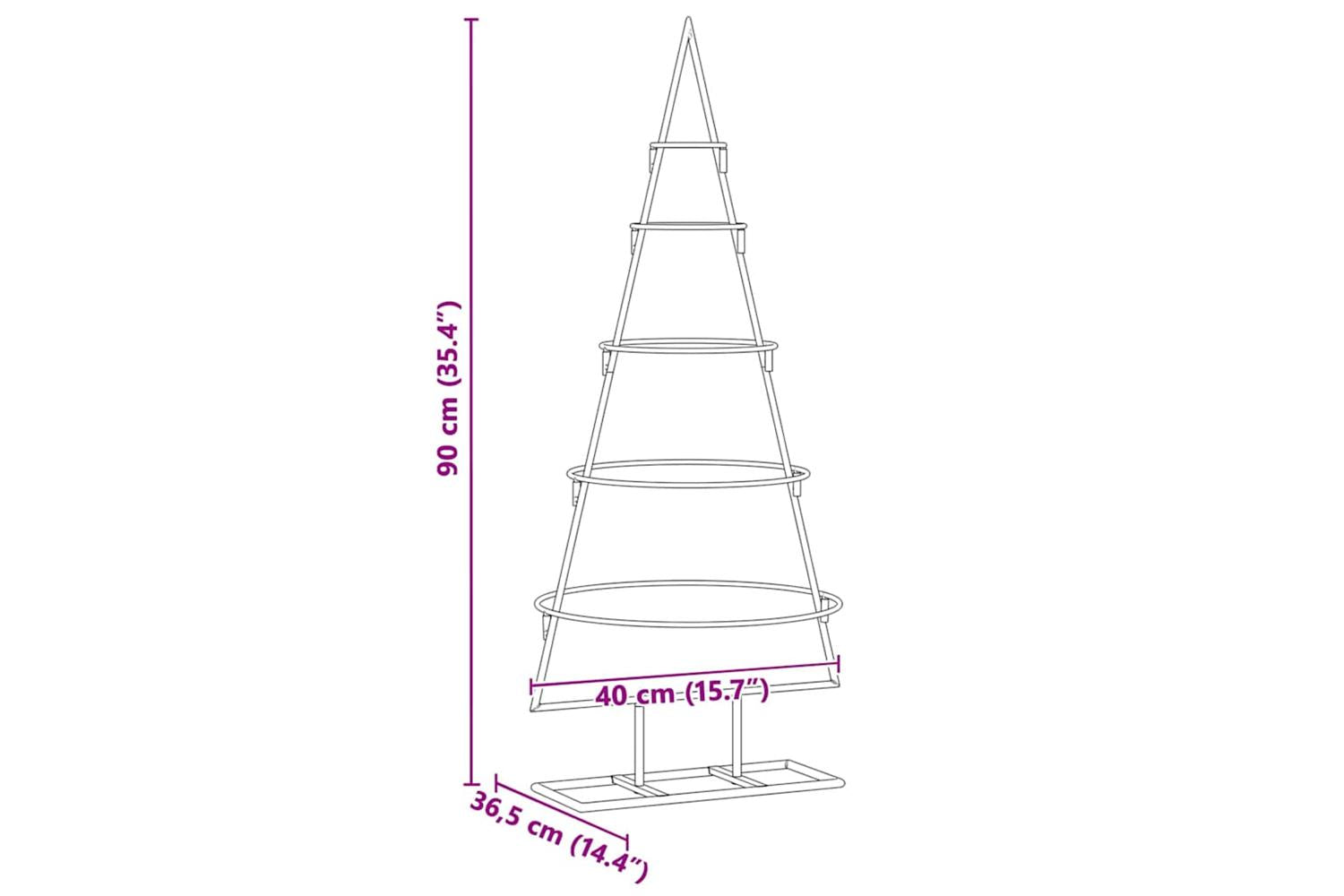 Vidaxl Metal Christmas Tree With Stand Gold 90 Cm Powder-coated Steel-9