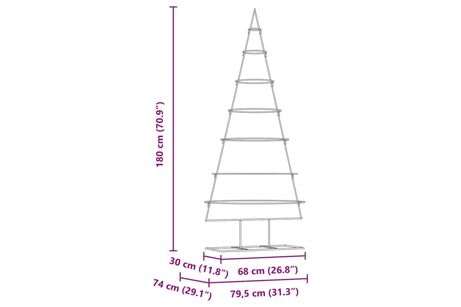 Vidaxl Metal Christmas Tree With Stand Gold 180 Cm Powder-coated Steel-9