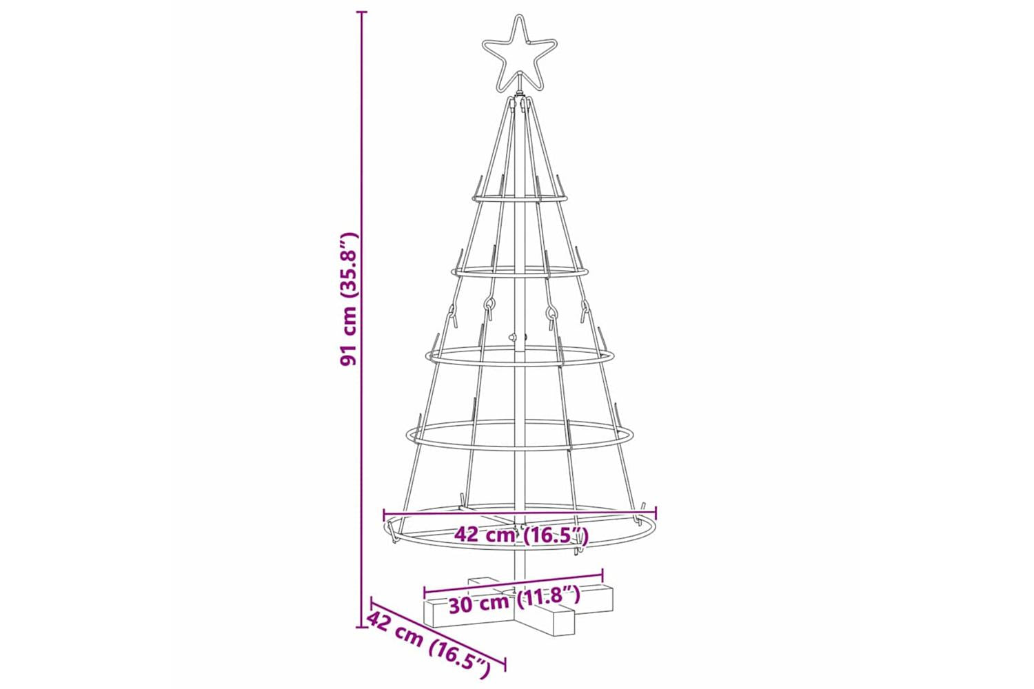 Vidaxl Christmas Cone Tree With Stand Black 90 Cm Steel-9
