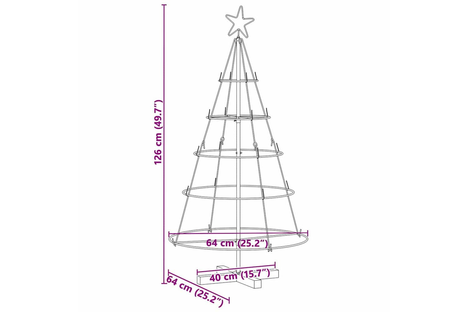 Vidaxl Christmas Cone Tree With Stand Black 125 Cm Steel-9