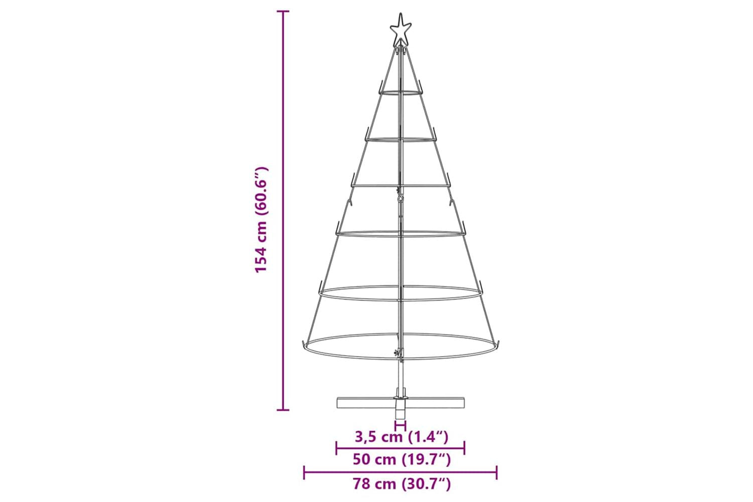 Vidaxl Christmas Cone Tree With Stand Black 150 Cm Steel-9